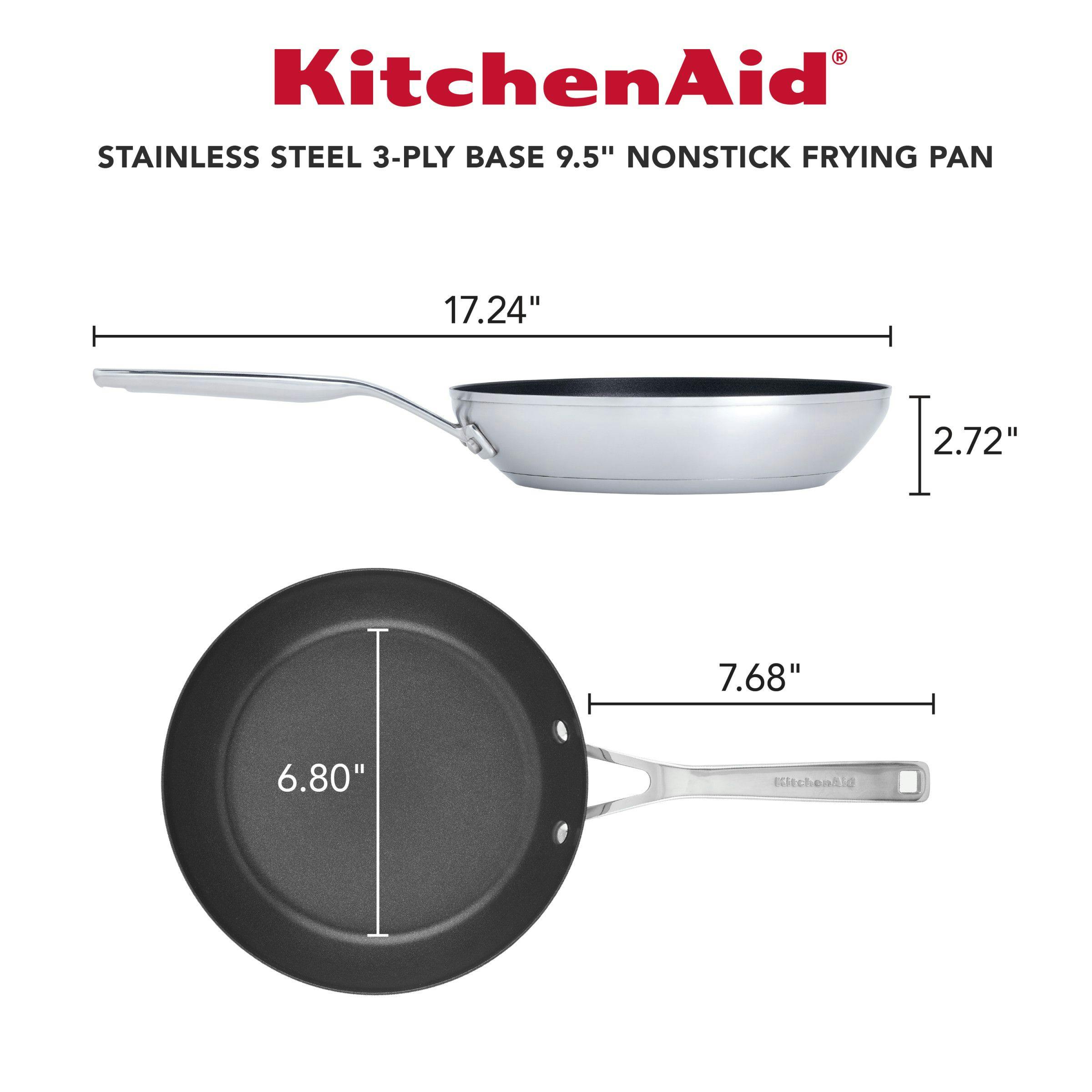 KitchenAid 3-Ply Base Stainless Steel Nonstick Induction Frying Pan, 12  inch, Brushed Stainless Steel 