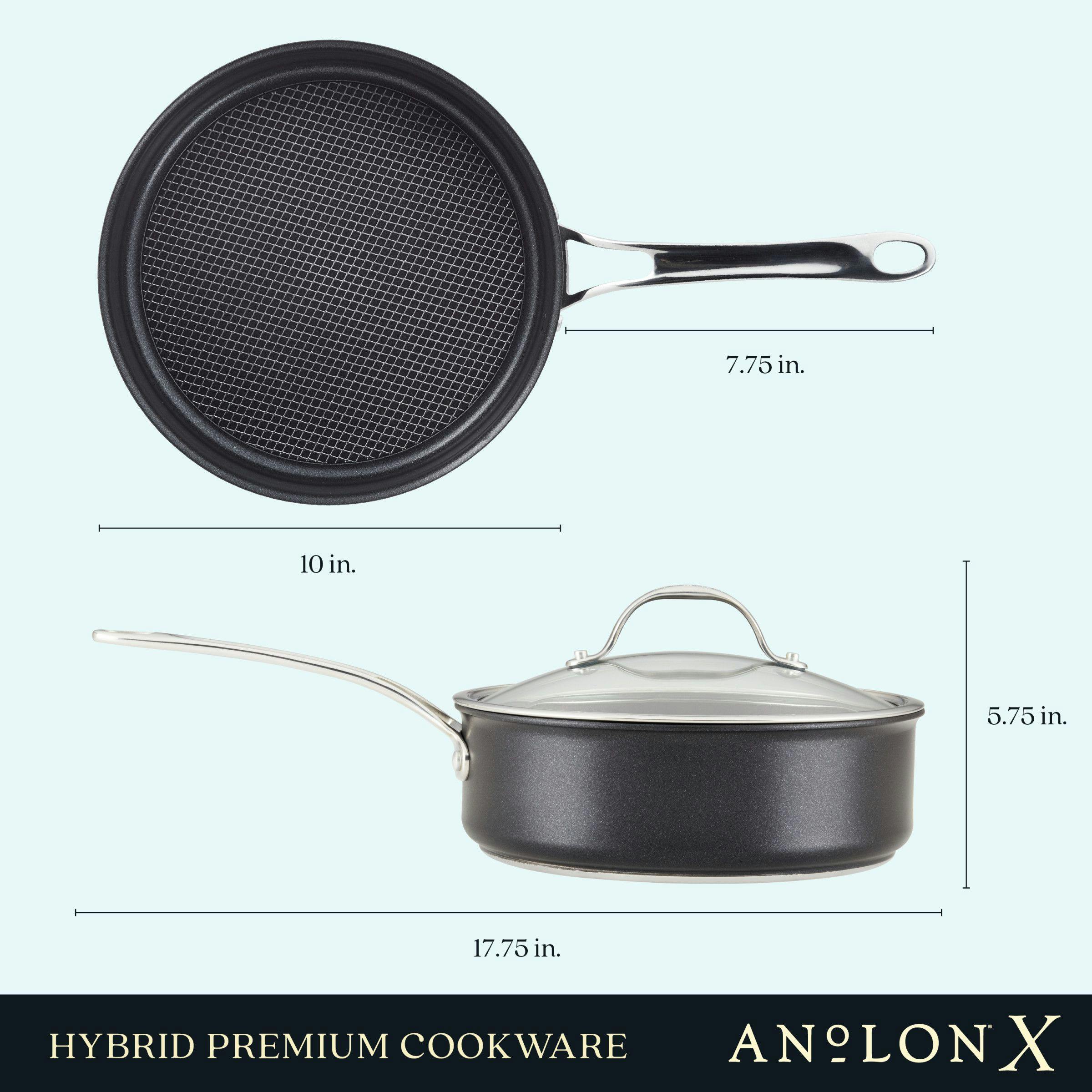 Anolon X Hybrid Nonstick Induction Saute Pan With Lid, 3.5-Quart, Super Dark Gray
