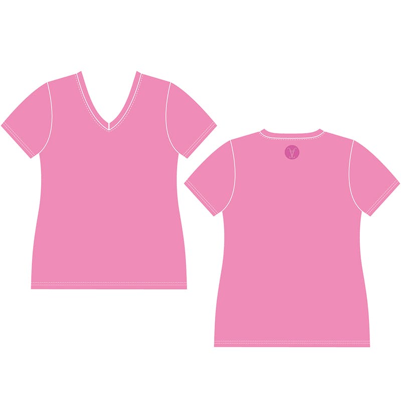 Faye+Florie V-Neck Short Sleeve Top (W) (Ballet Pink)