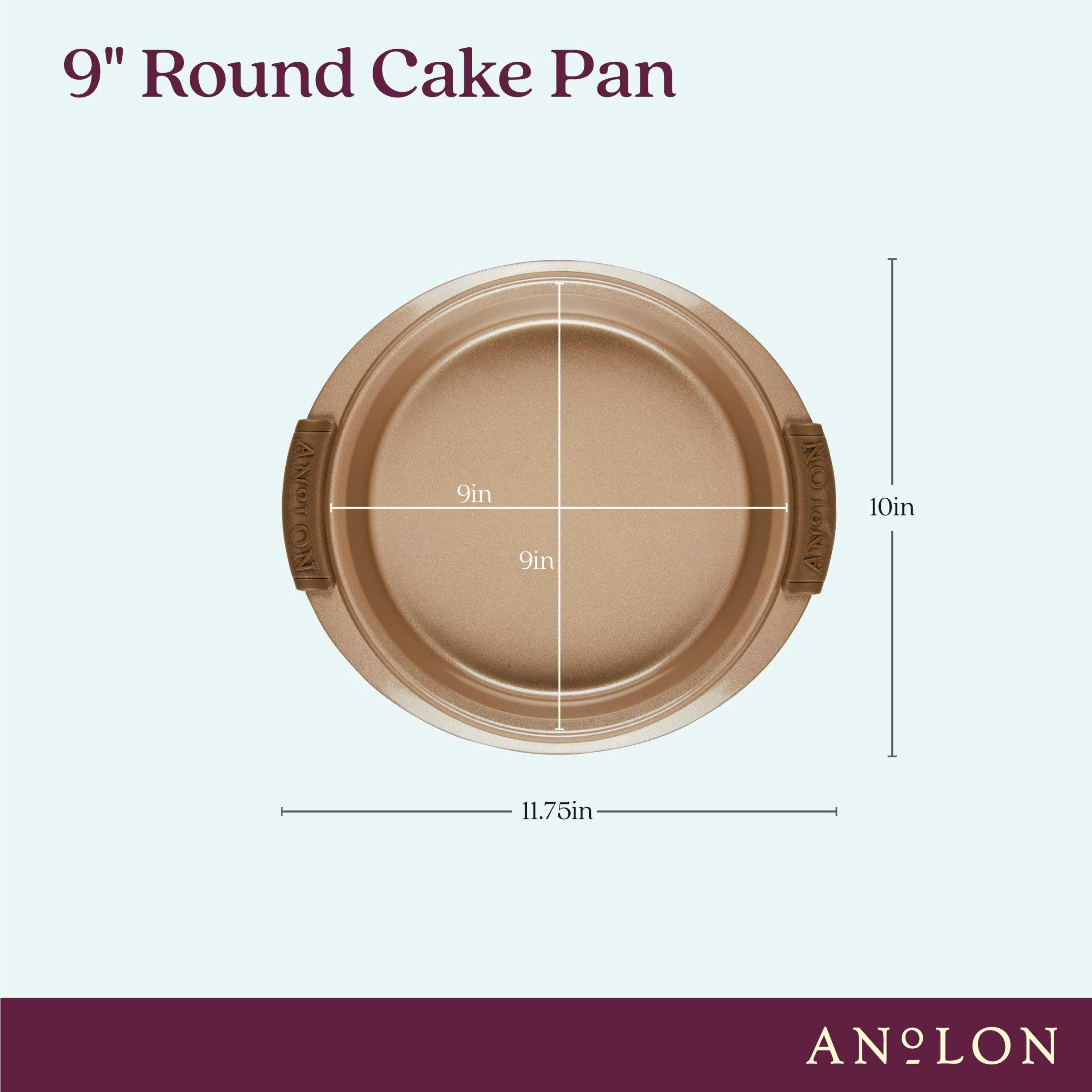 Anolon Advanced Bakeware 9-Inch Round Cake Pan with Silicone Grips, Bronze