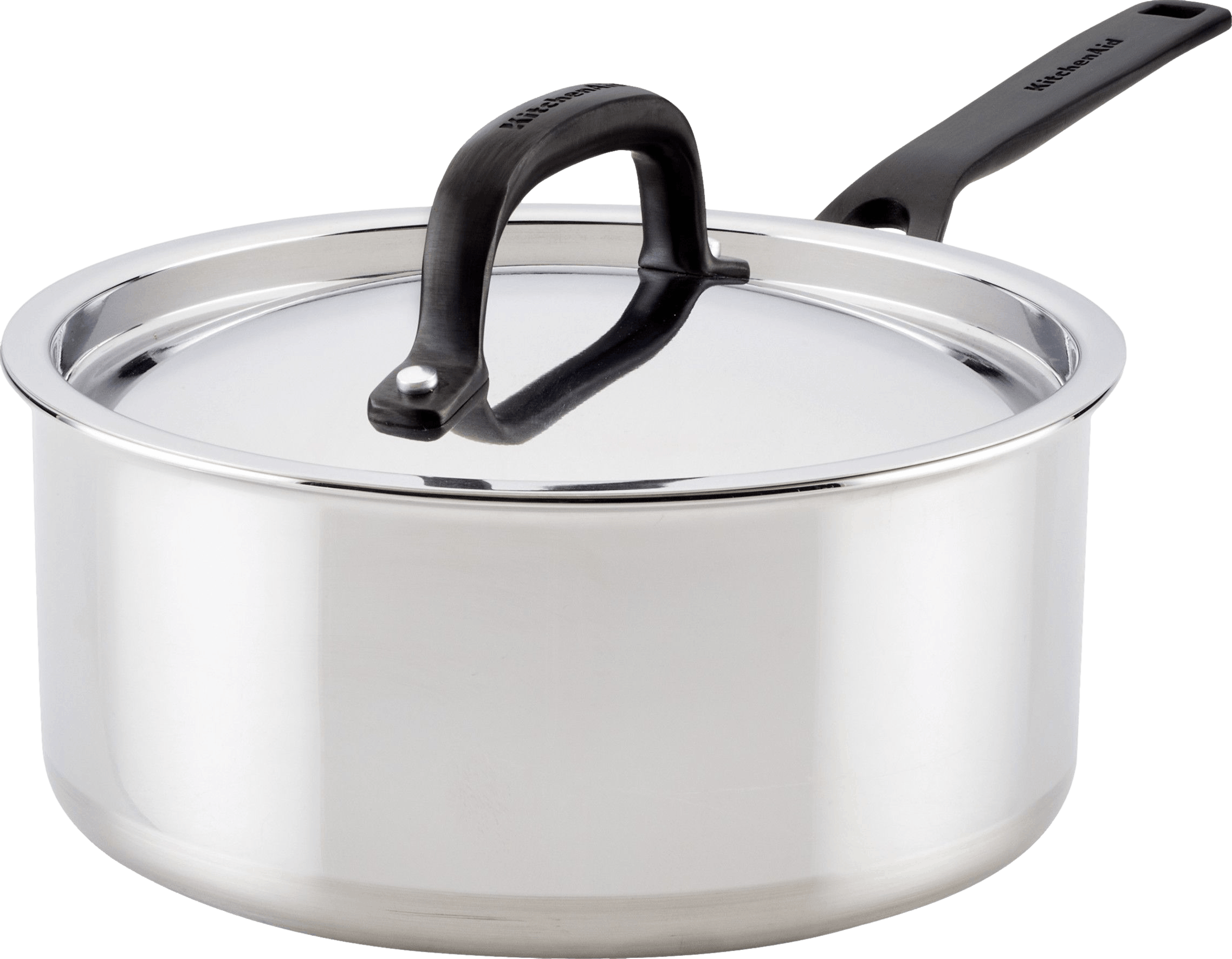 KitchenAid 5-Ply Clad Stainless Steel Induction Saucepan with Lid, 3-Quart, Polished Stainless Steel