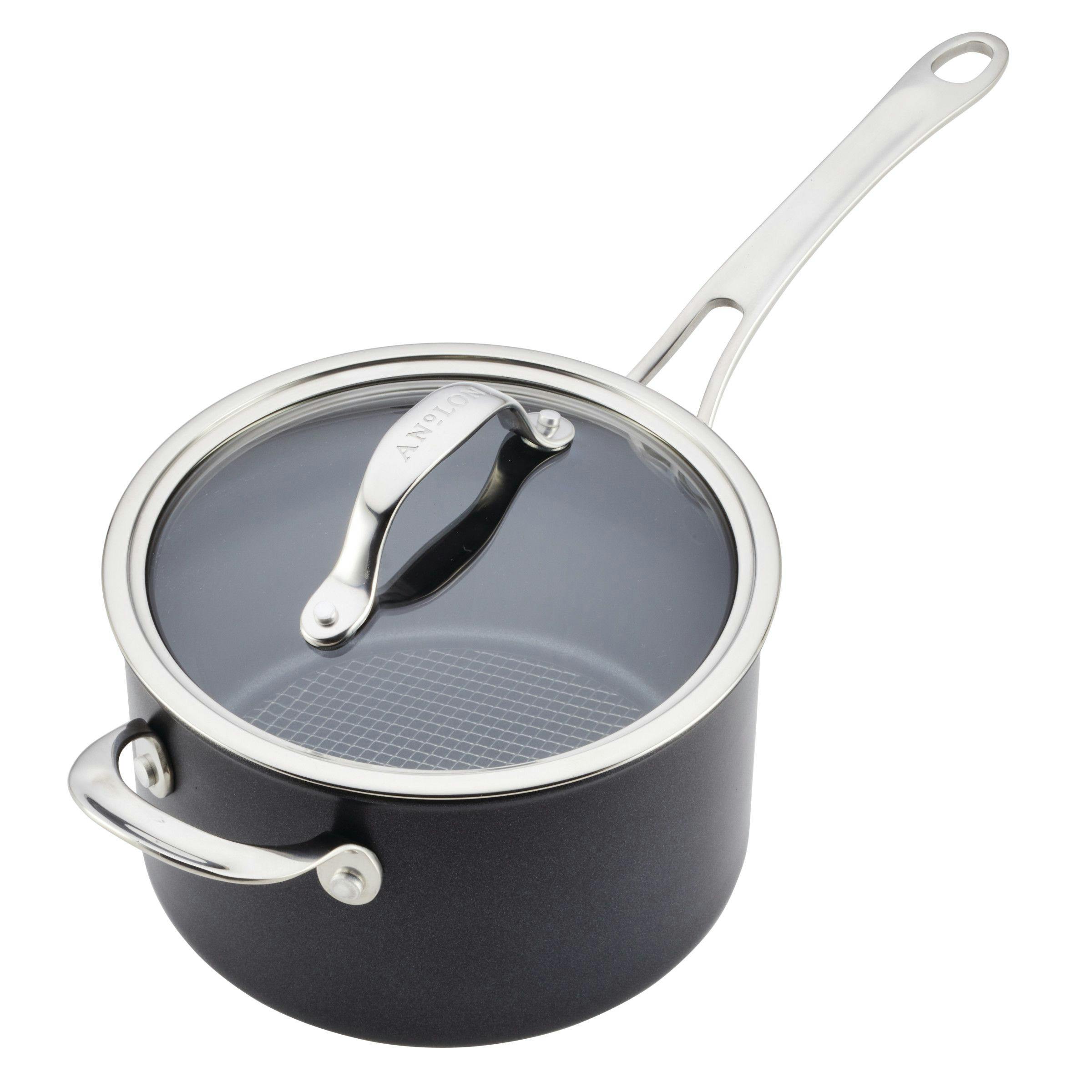 Anolon X Hybrid Nonstick Aluminum Nonstick Cookware Induction Pots and Pans Set, 10-Piece, Super Dark Gray