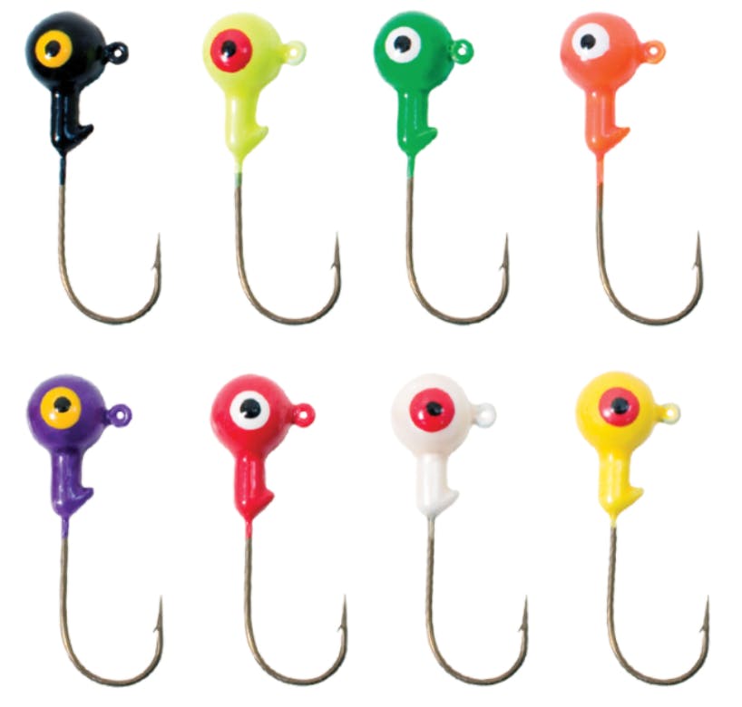 Product image of painted jig heads.