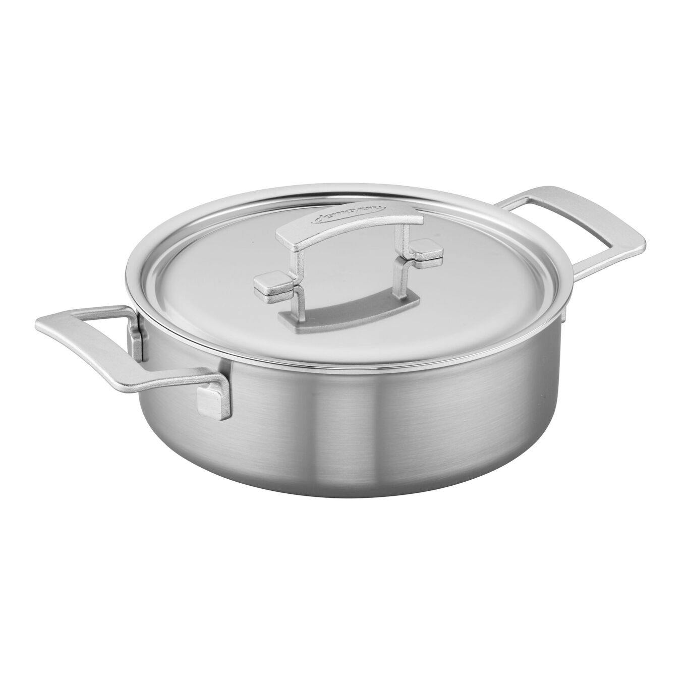 Demeyere Industry 4 QT Deep Saute Pan With Double Handle And Lid, 18/10 Stainless Steel