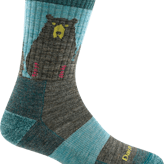 Darn Tough Women's Bear Town Micro Crew Light Cushion Socks in Aqua, Nylon, Size Medium