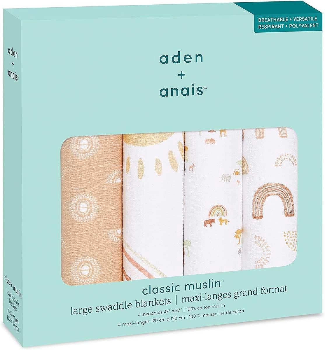 Maxi-langes en coton, Dahlias, pack de 4