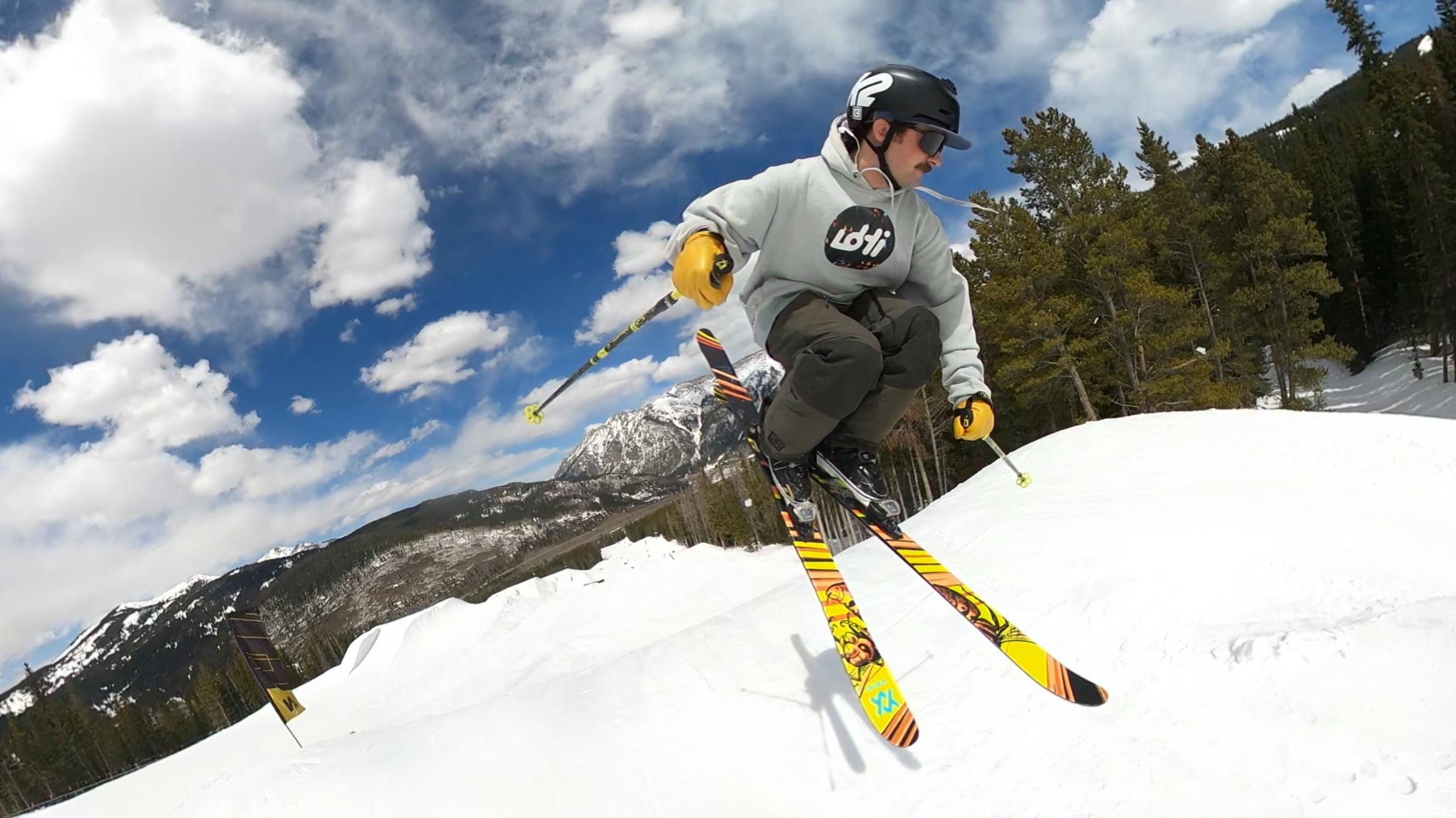 Skiing Expert Hayden Wright testing the 2024 Volkl Revolt 96 skis