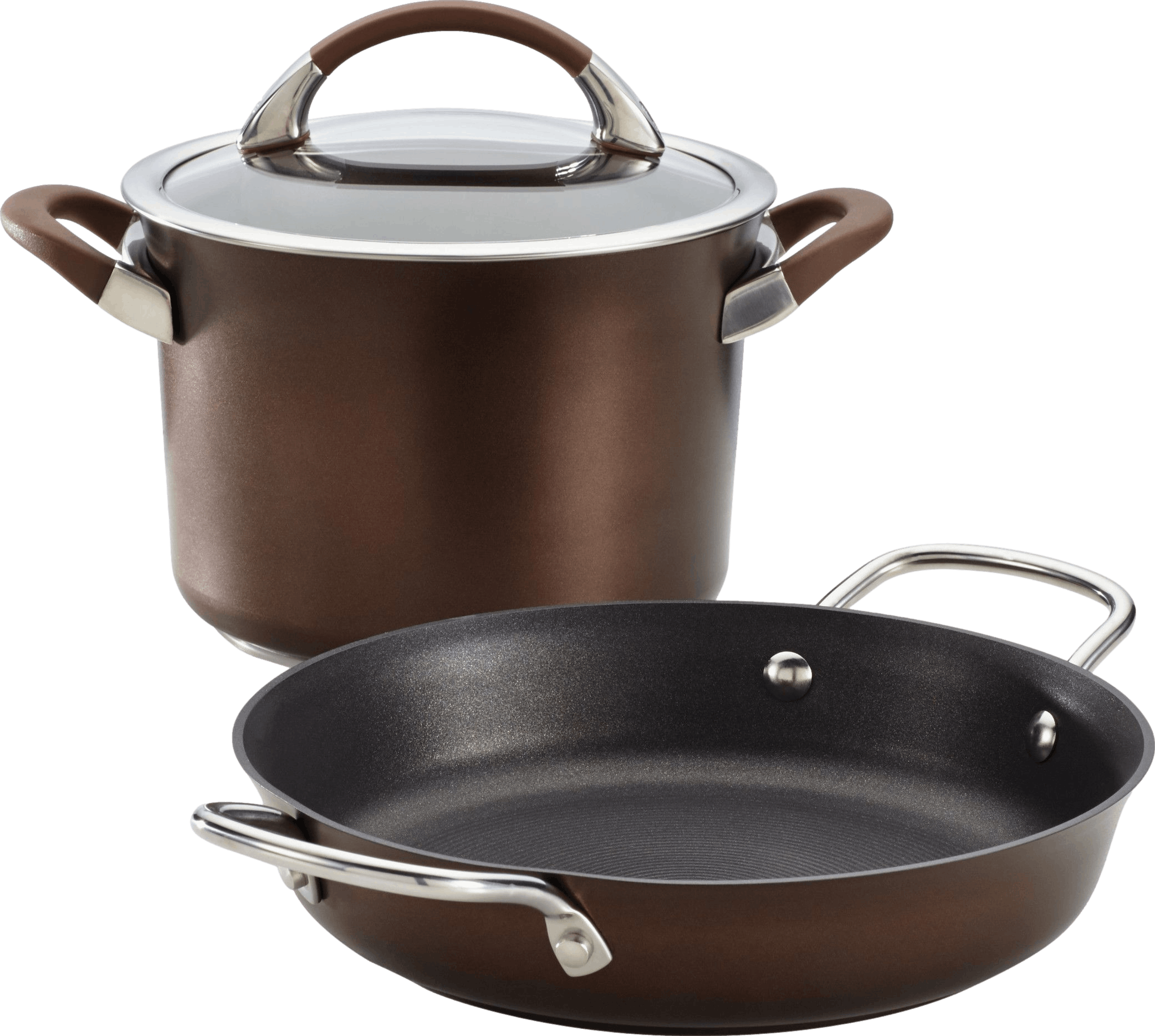 Circulon Symmetry Hard-Anodized Nonstick Cookware Induction Pots and Pans Set, 3-Piece, Chocolate