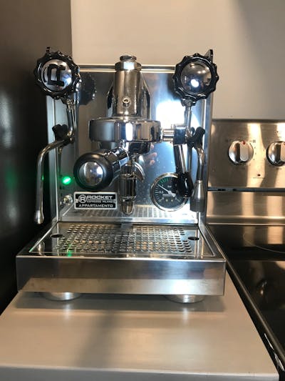 Front view of the Rocket Espresso Appartamento Espresso Machine.