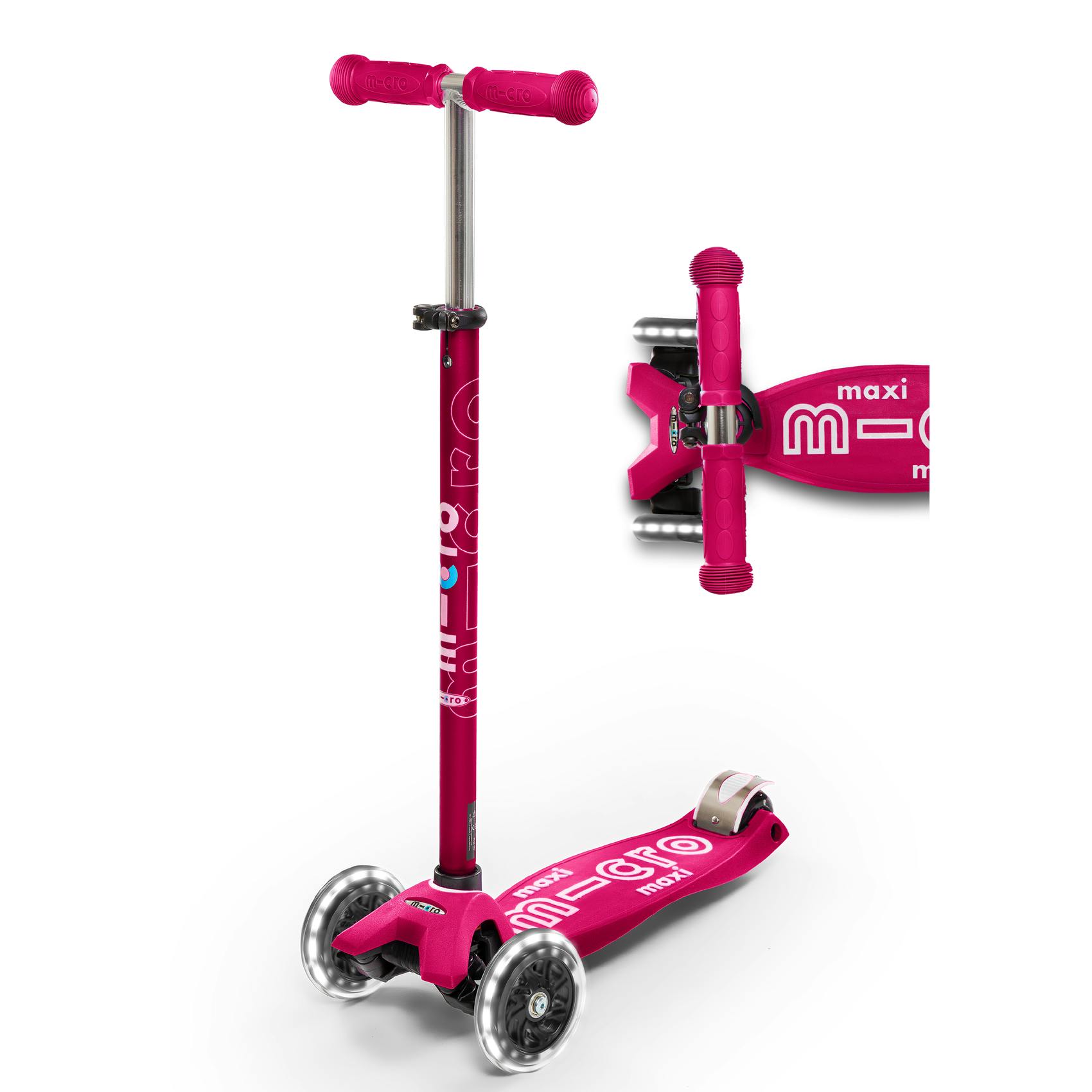Micro Kickboard Deluxe Maxi Scooter with LED Wheels · Pink