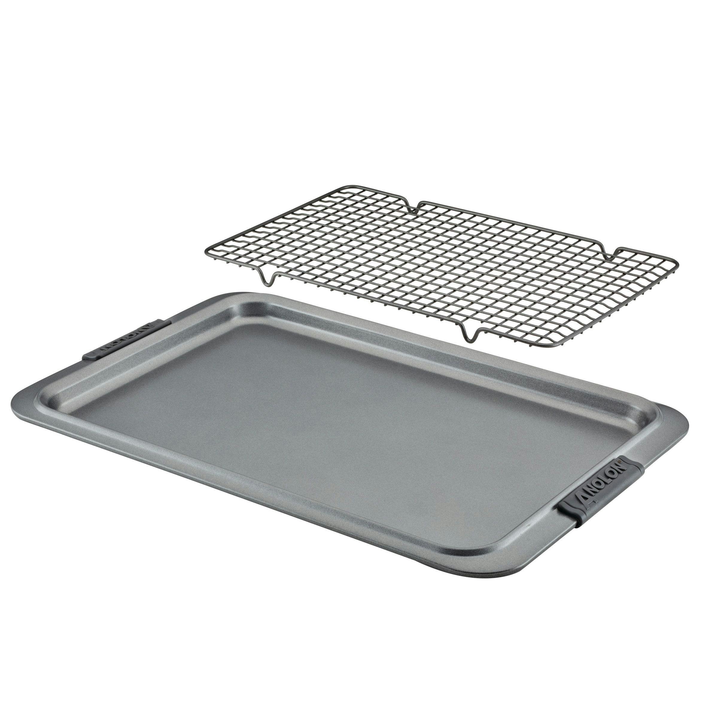 Anolon Advanced Nonstick Bakeware and Cooling Rack Set, 11-Inch x 17-Inch, Gray