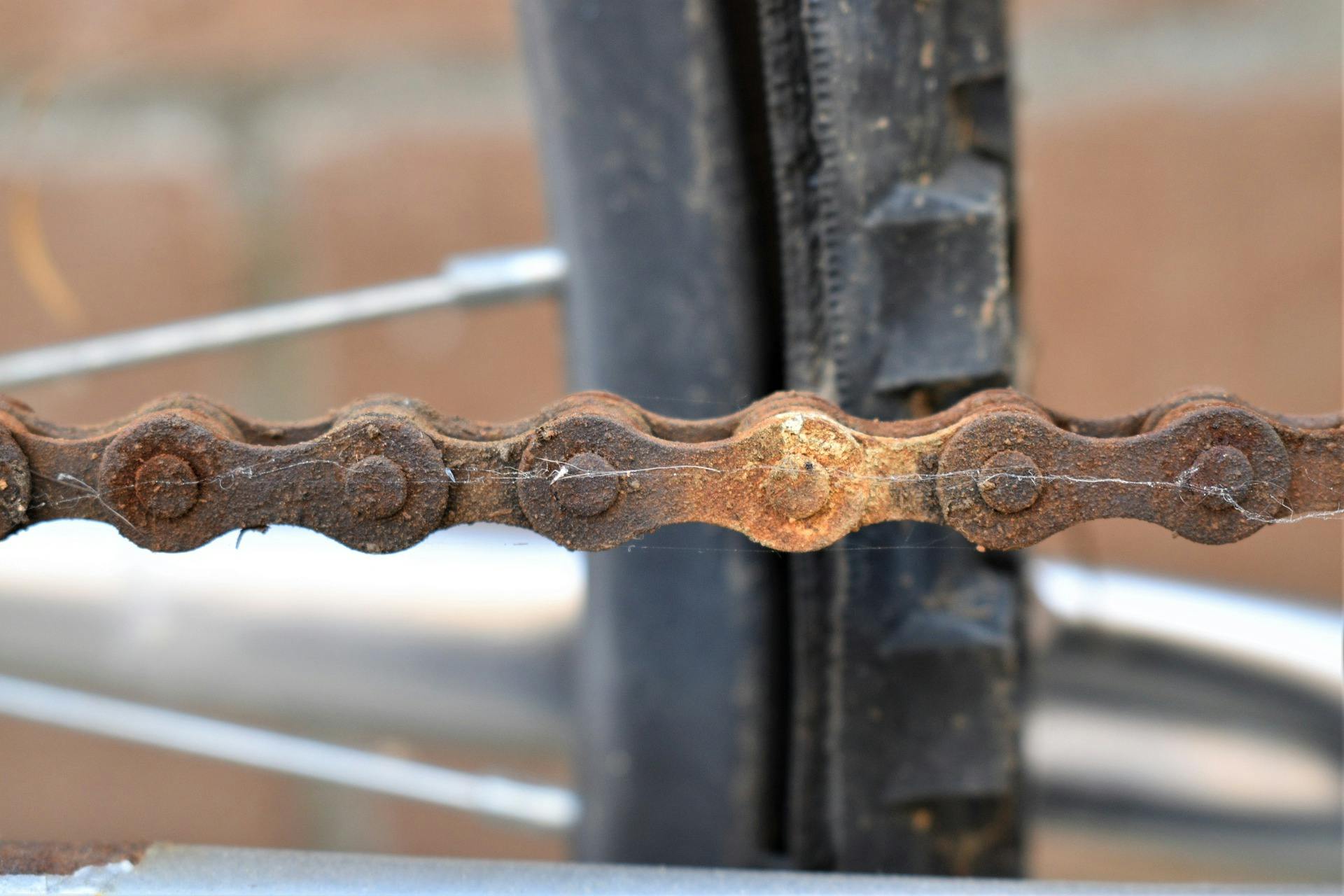 A rusty bike chain.