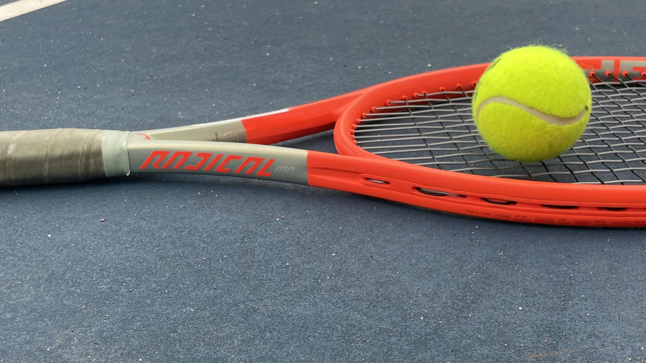 Closeup of Head Radical MP Tennis Racquet.