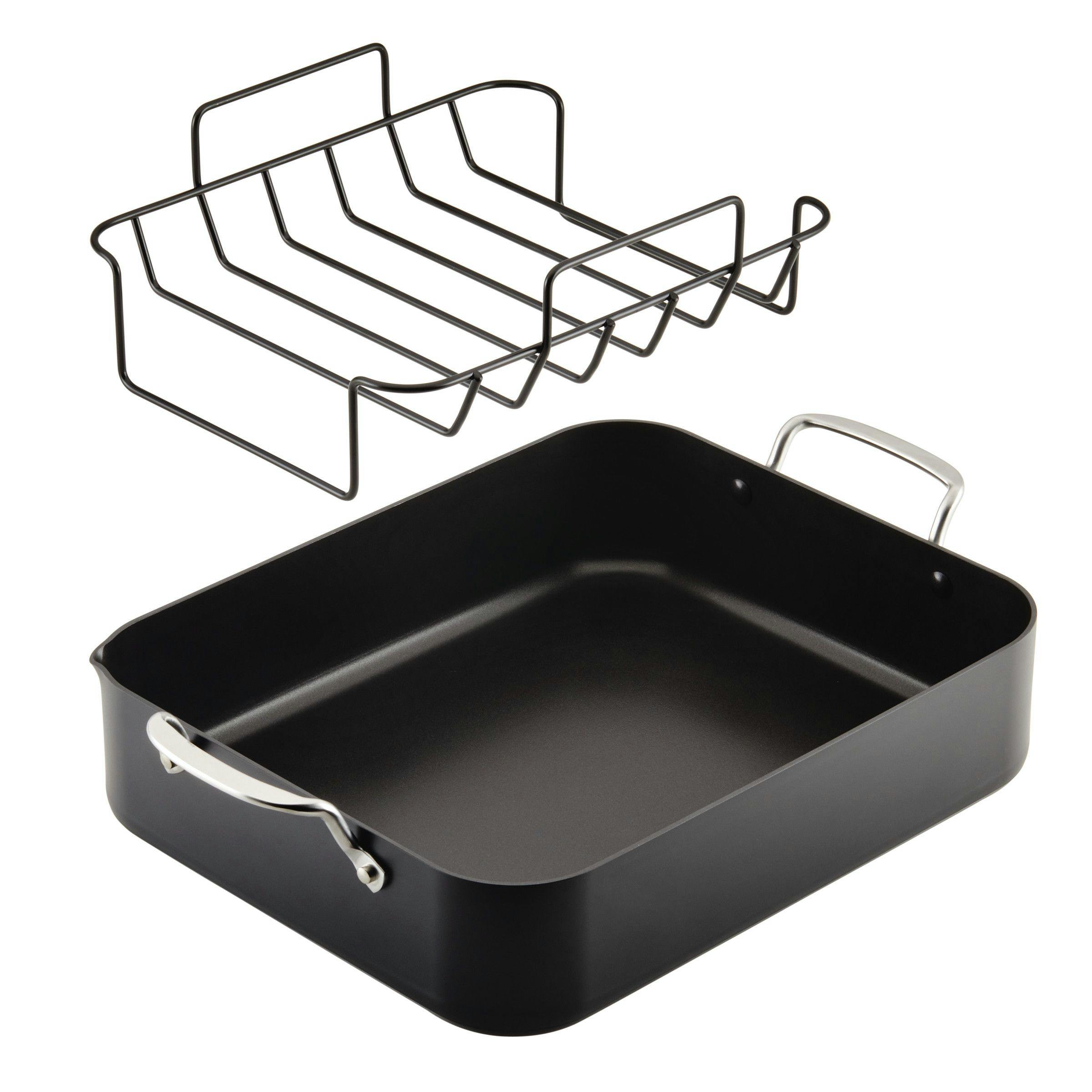 KitchenAid Hard Anodized Roaster with Removable Nonstick Rack, 13-Inch x 15.75-Inch, Matte Black