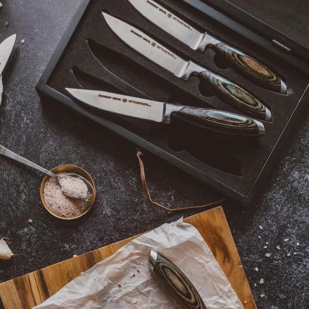 Schmidt Bros Zebra Wood 4-Piece Steak Knife Set for sale online