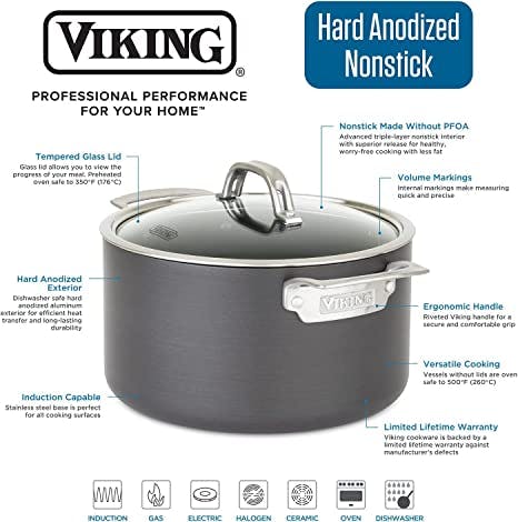 Cooks Standard 8-Quart Hard Anodized Nonstick Stockpot with Cover - Black