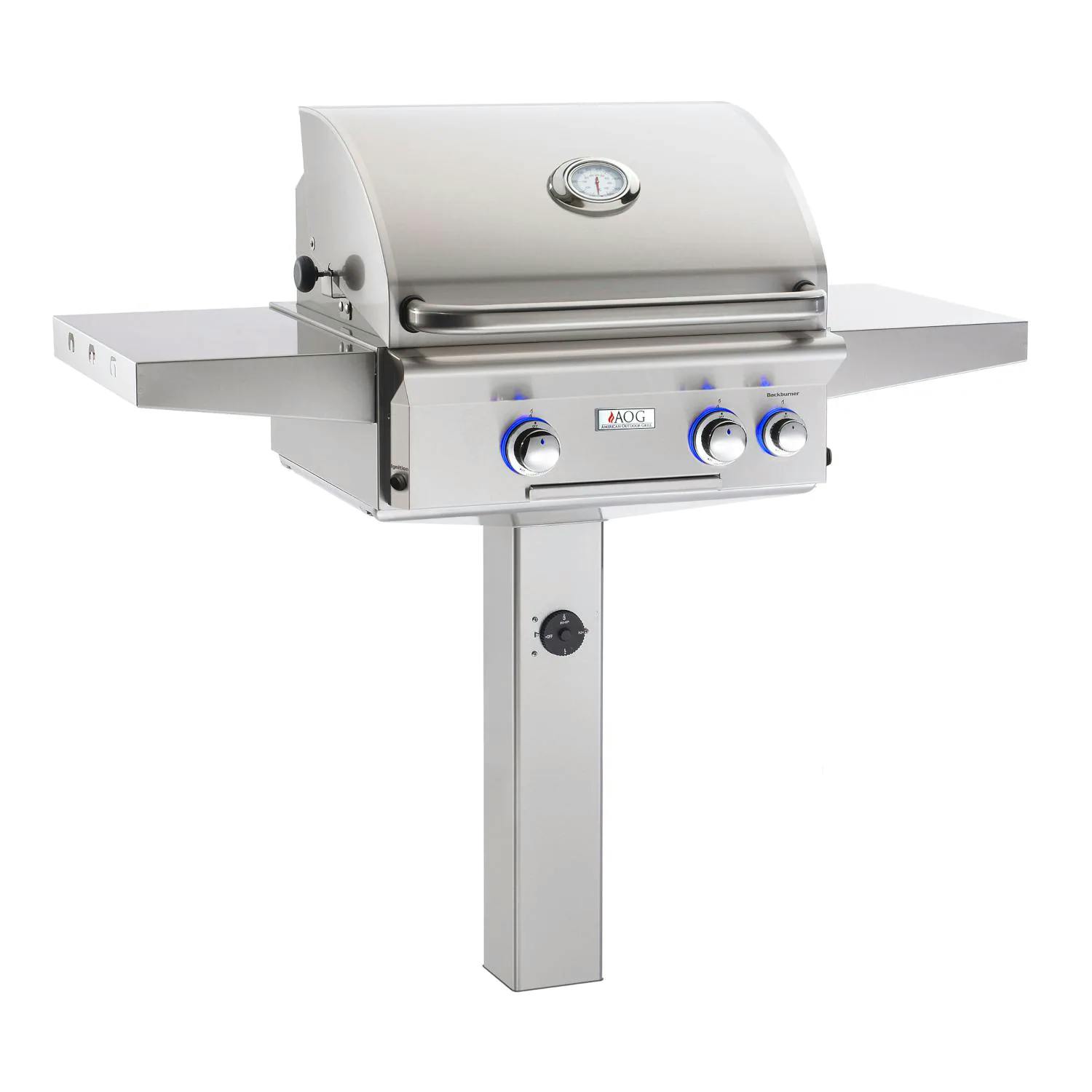 American Outdoor Grill L-Series Gas Grill On In-Ground Post with Rotisserie · 24 in. · Natural