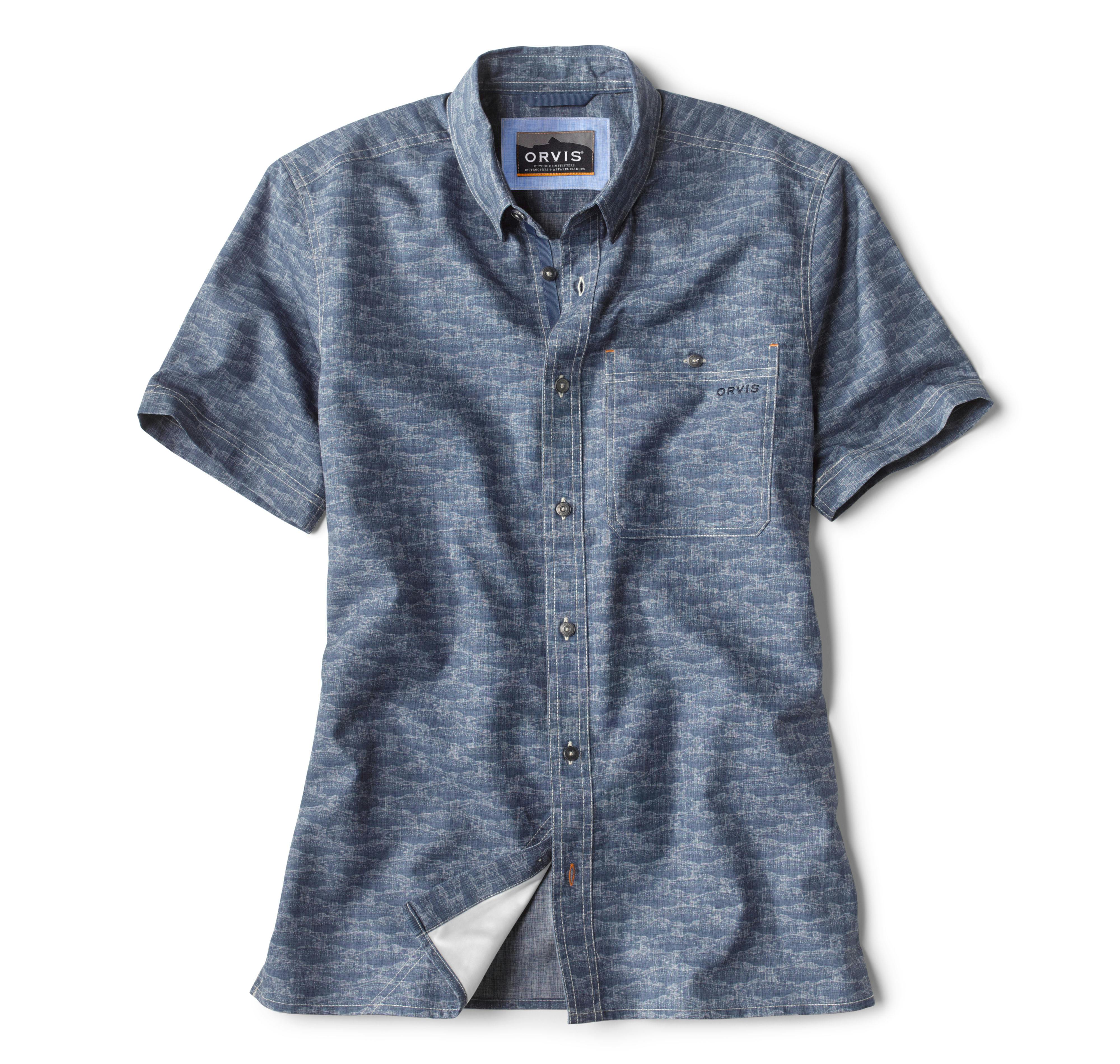 Orvis Men's Printed Tech Chambray Short-Sleeved Shirt