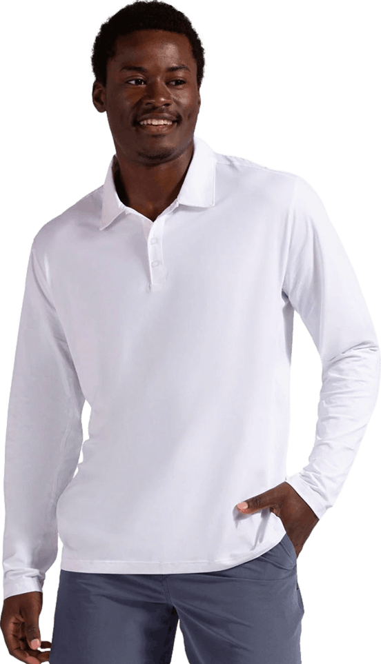BloqUV Long Sleeve Polo (M) (White)