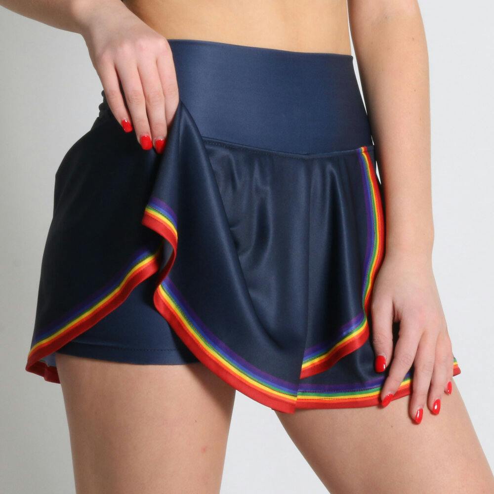 Faye+Florie Navy Rainbow Print Holly Skirt · M