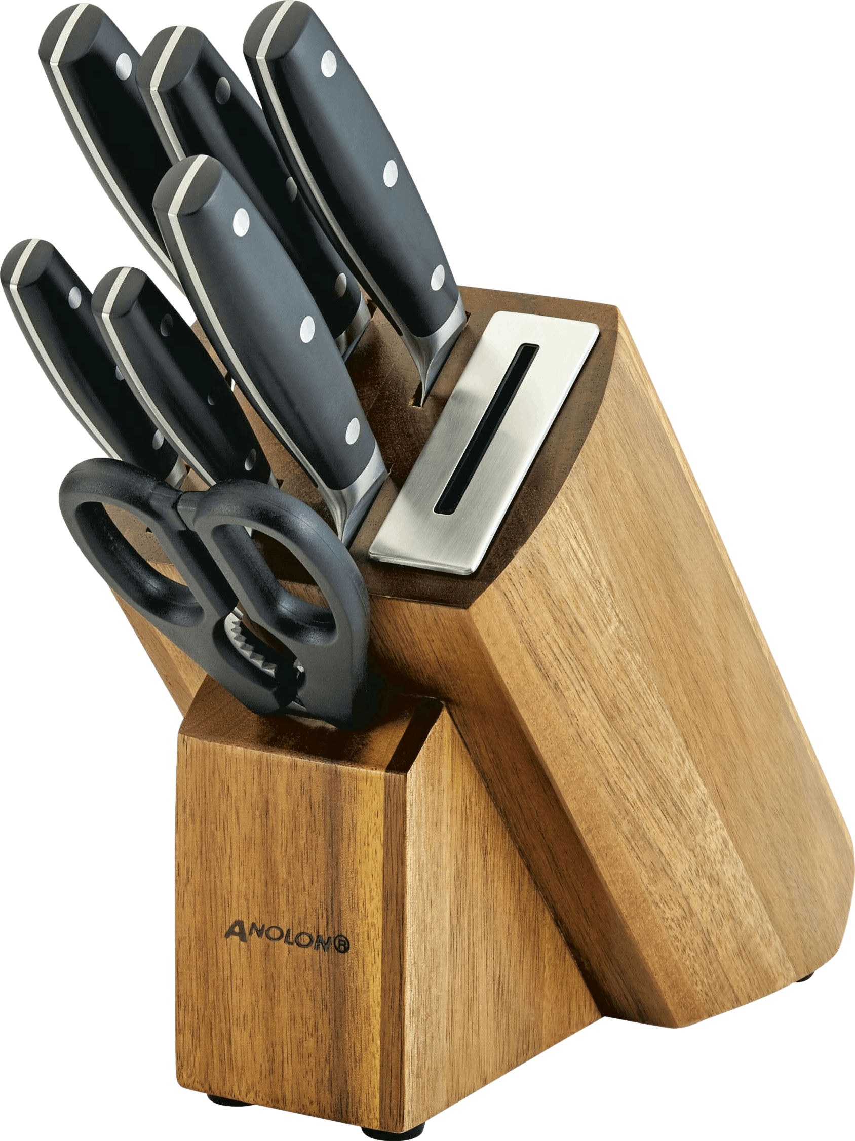 Anolon AlwaysSharp Japanese Steel Knife Block Set with Built-In Sharpener, 8-Piece
