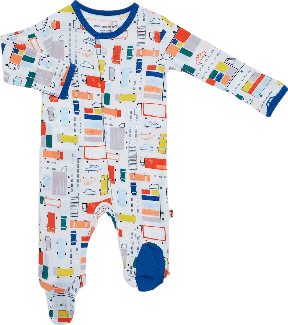 Magnetic Me Organic Cotton Footie Traffic Jammies · 0-3 months