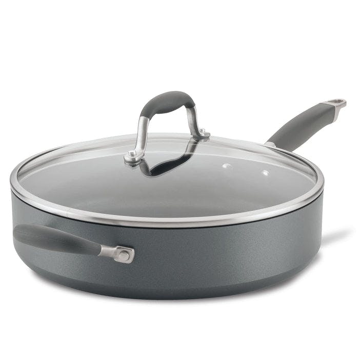 Anolon Advanced Home Hard-Anodized Nonstick Saute Pan with Helper Handle and Lid, 5-Quart