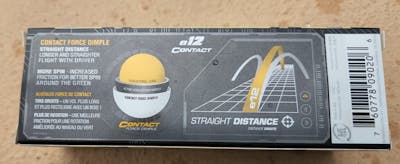Back of the box of the Bridgestone 2021 e12 Contact White Golf Balls detailing the construction of the ball. 
