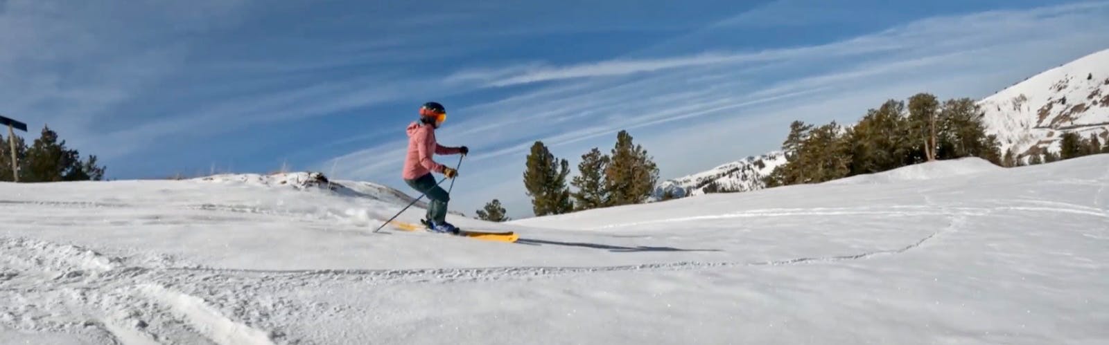 Curated Ski Expert Sara Beeken skiing on the Fischer Ranger 96 Women's skis at Powder Mountain