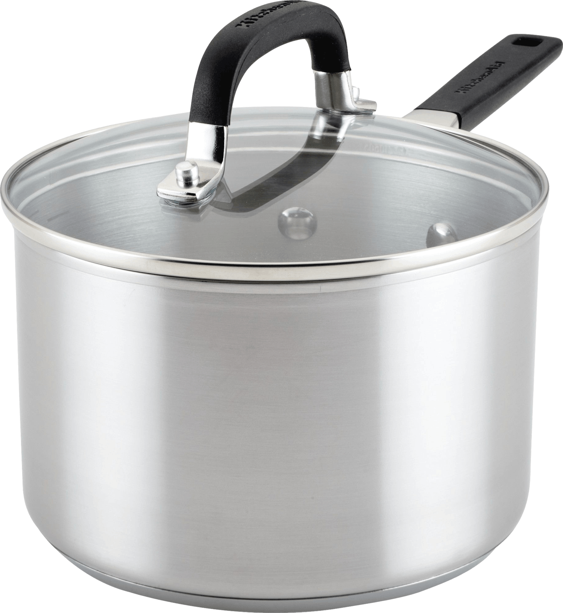 KitchenAid Stainless Steel Induction Saucepan with Lid, 3-Quart, Brushed Stainless Steel
