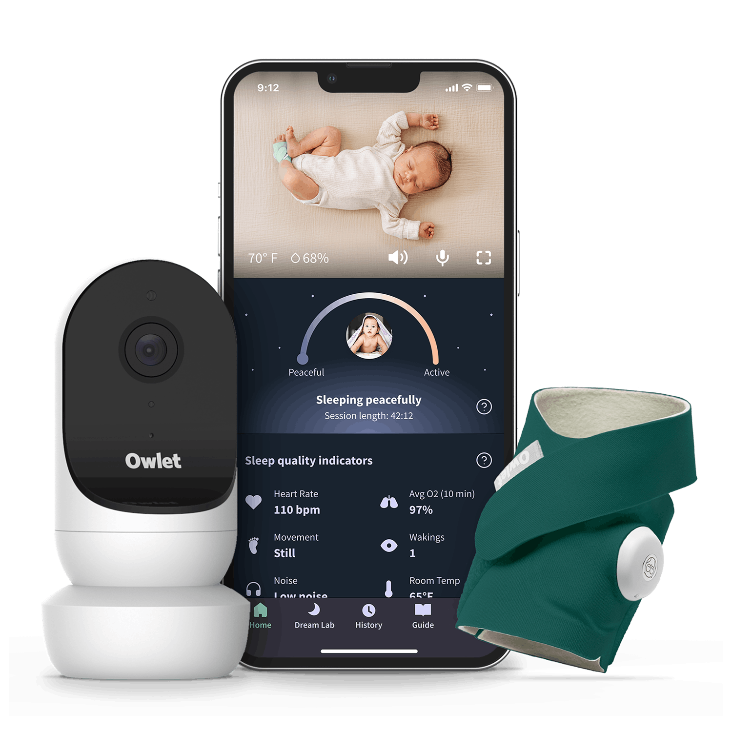 Owlet Dream Duo with 2nd Generation Owlet Cam · Deep Sea Green