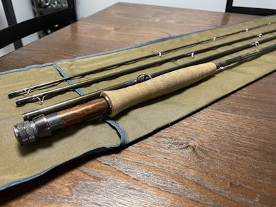 The Orvis Recon fly rod broken down into four parts. 