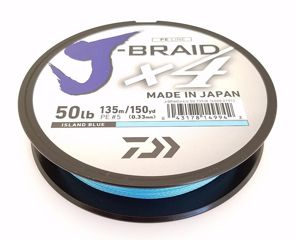 Daiwa J-Braid X4 Island Blue Braided Line · 150 yards · 50 lbs