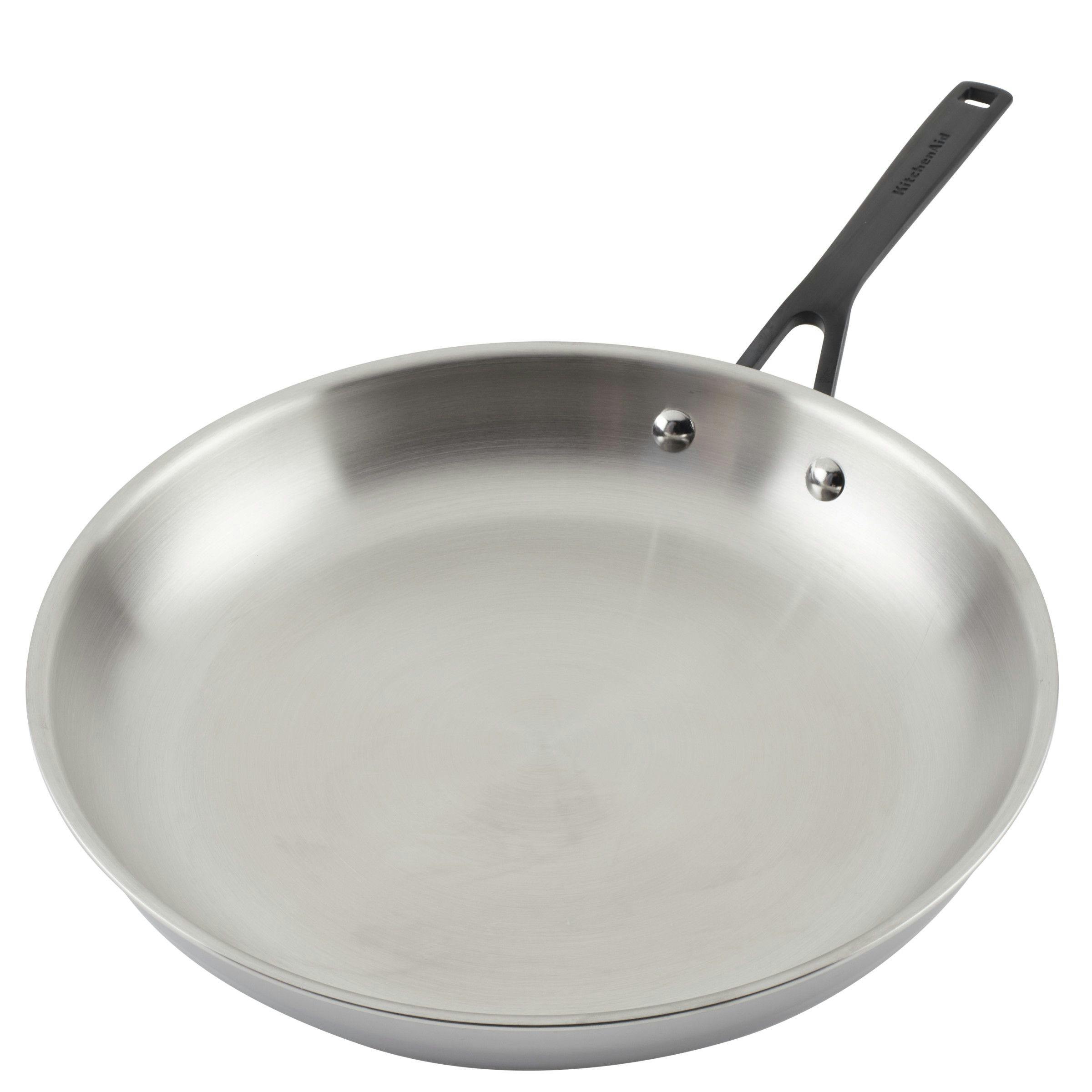 KitchenAid 5-Ply Clad Stainless Steel Induction Frying Pan, 12.25-Inch, Polished Stainless Steel
