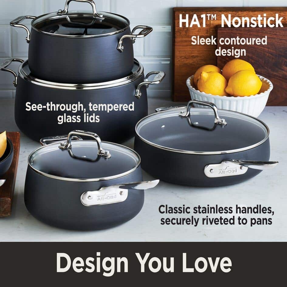 All-Clad HA1 Nonstick Hard Anodized Cookware Set 5 Piece Black