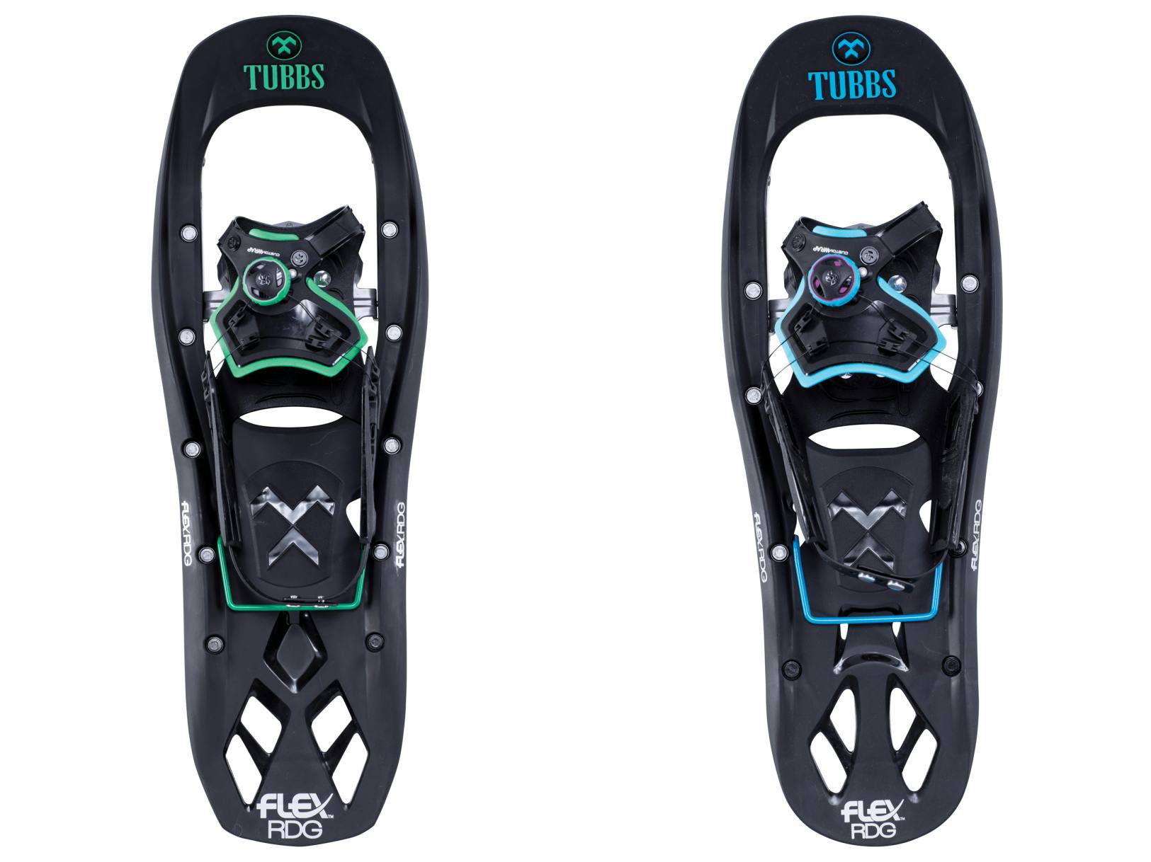 Two snowshoes with a label reading Tubbs