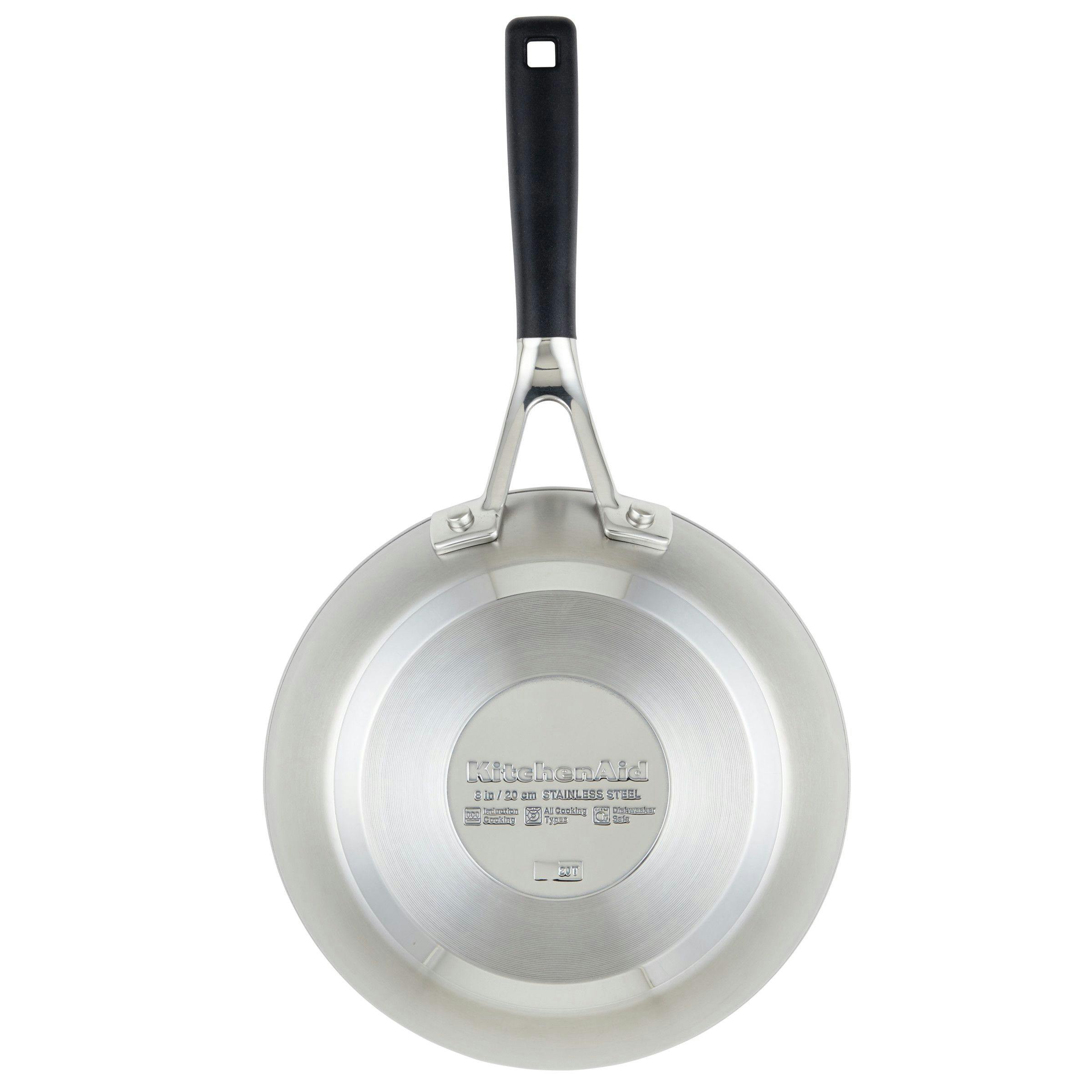 KitchenAid Stainless Steel Nonstick Induction Frying Pan, 8-Inch, Brushed Stainless Steel