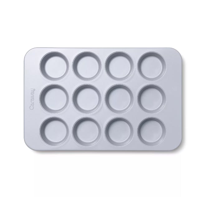 Anolon Advanced Nonstick 12-Cup Muffin Tin With Silicone Grips and Lid /  Nonstick 12-Cup Cupcake Tin With Silicone Grips and Lid - 12 Cup, Gray