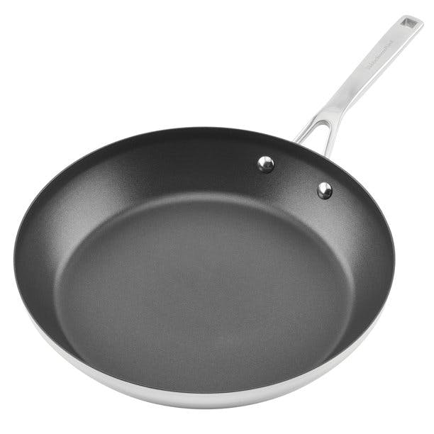 KitchenAid 3-Ply Base Stainless Steel Nonstick Induction Frying Pan, Brushed Stainless Steel