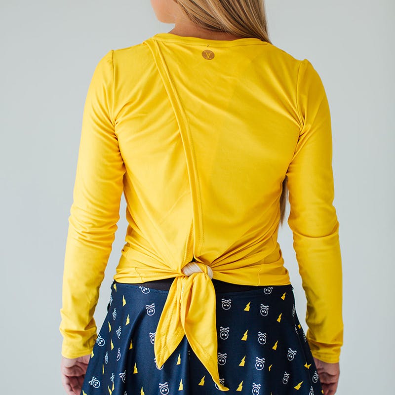 Faye+Florie Tie Back Long Sleeve Top (W) (Yellow)