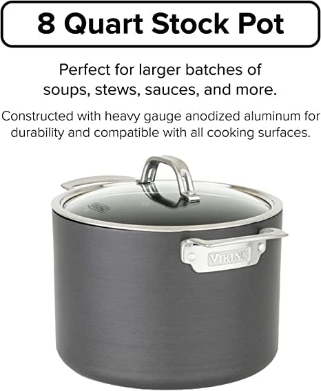 Cooks Standard 8-Quart Hard Anodized Nonstick Stockpot with Cover - Black