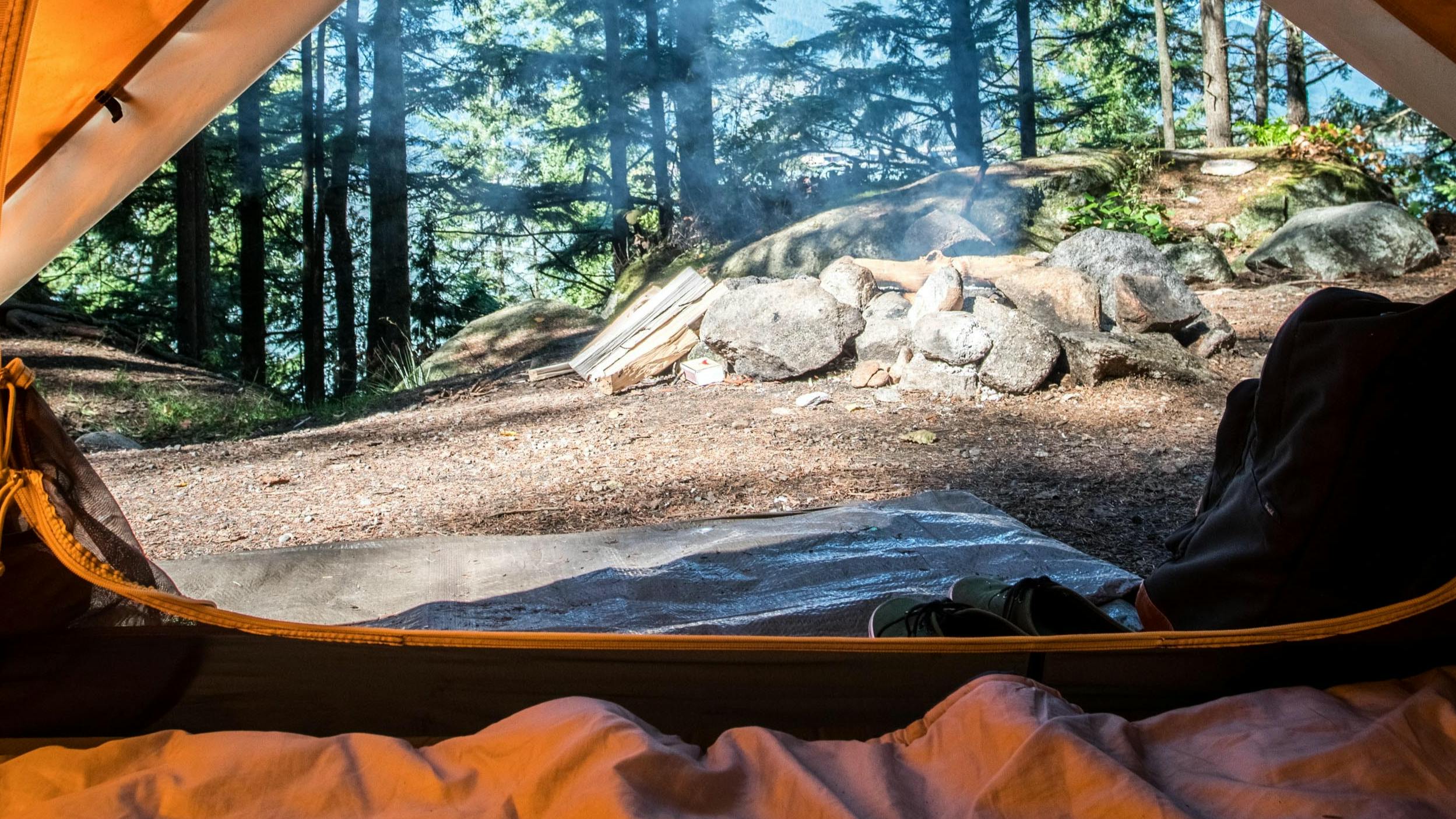 The view from inside a tent
