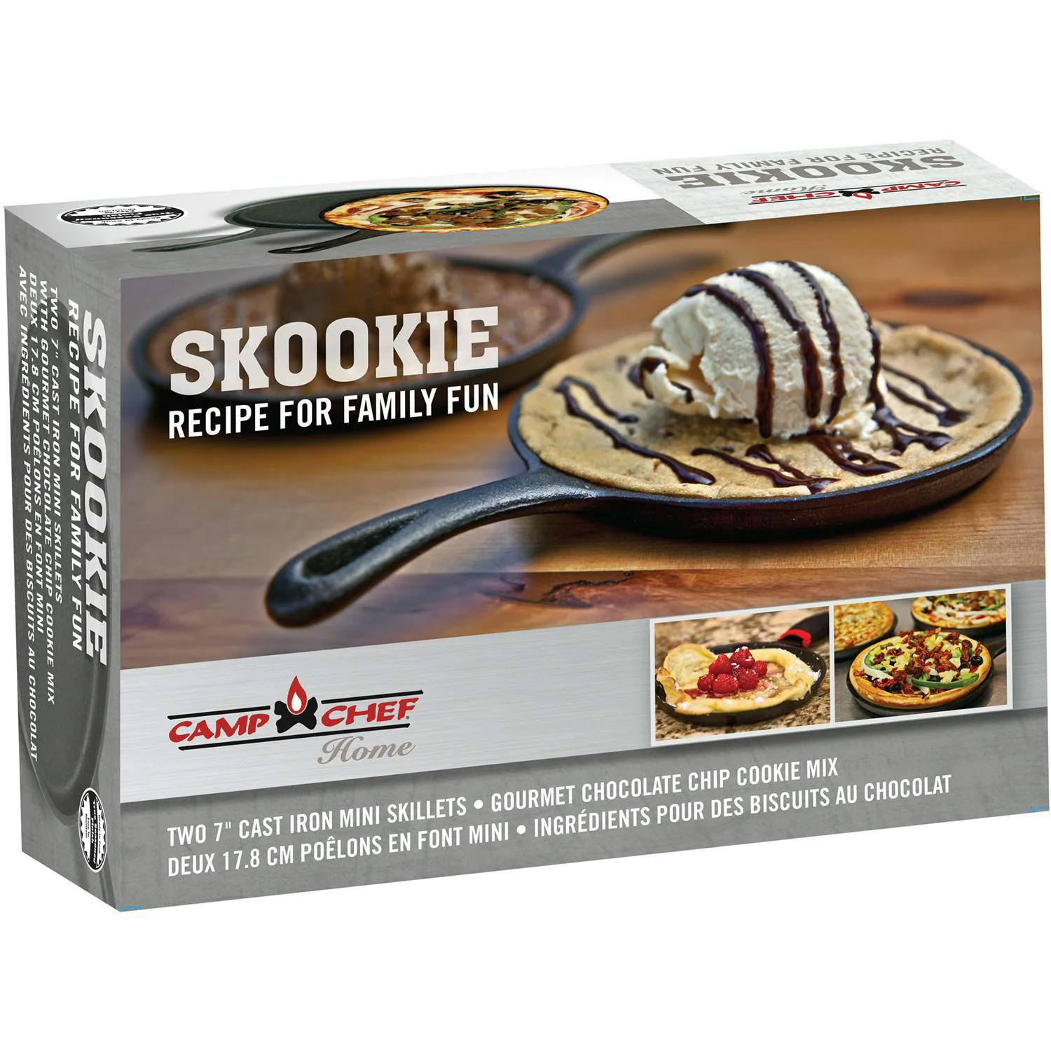 Camp Chef Skookie Mini Skillet 2 Pack with Grip Handles and Chocolate Chip Cookie Mix