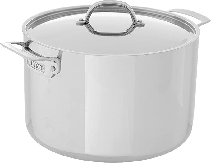 Viking 3-Ply 12 Qt  Stock Pot with Metal Lid, Stainless Steel, Mirror Finish