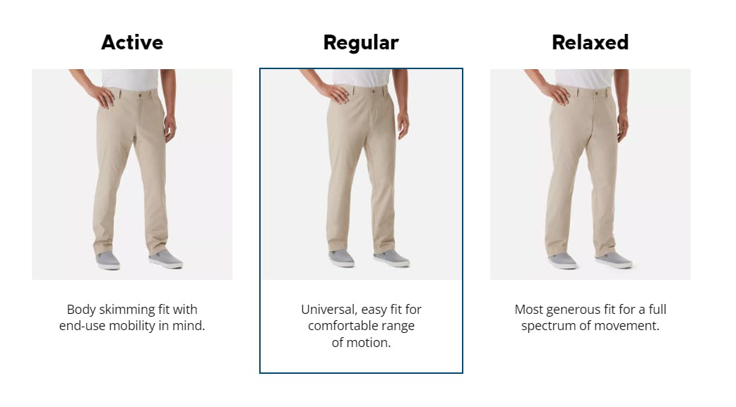 Size Guide: Columbia Men's Pants