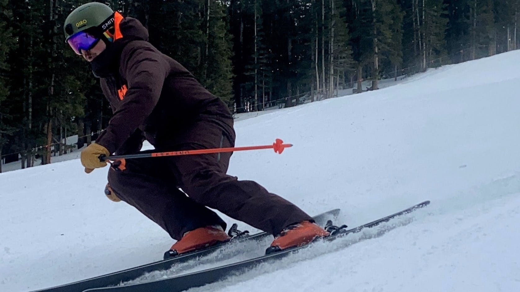 Curated Expert, Evan Korte, skis the 2023 Tyrolia Attack 14 GW binding on the 2023 Salomon Stance 96 at Loveland Ski Area, Colorado.
