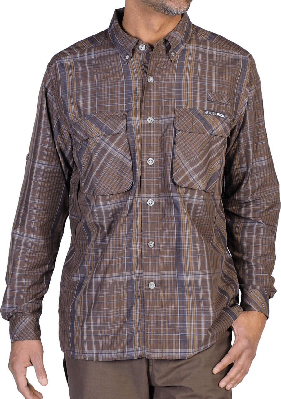 ExOfficio Men's Air Strip Macro Plaid Long Sleeve Shirt