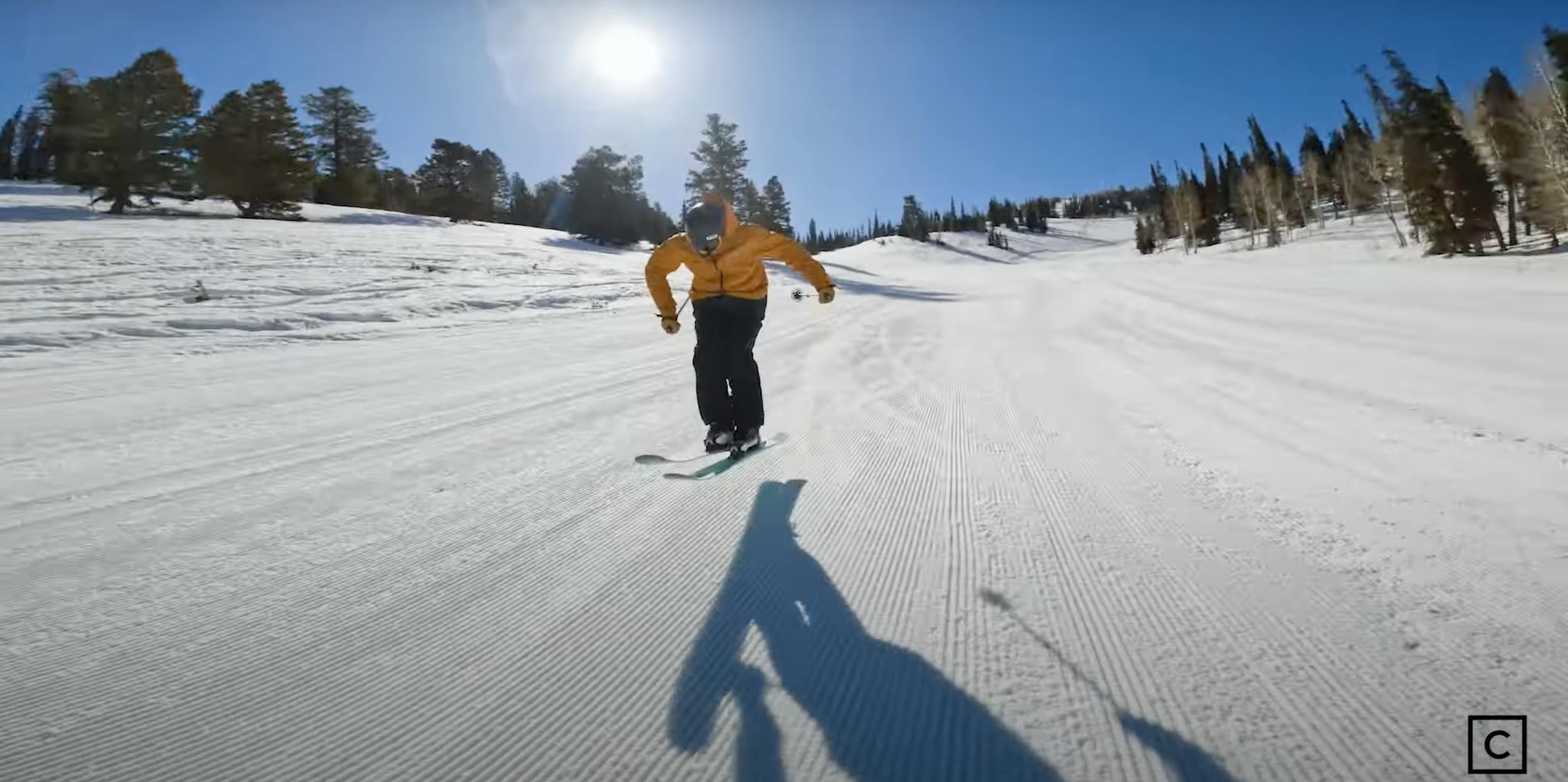 A skier doing a jump. 