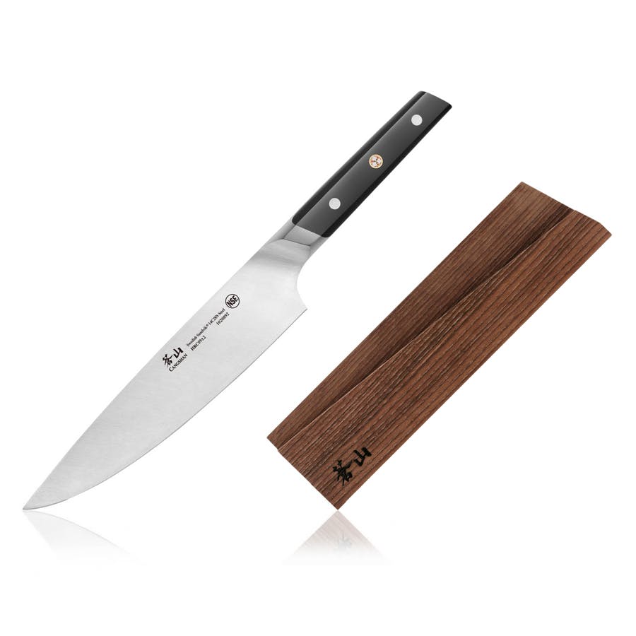 Cangshan TC Series Swedish 14C28N Steel Forged 8-Inch Chef Knife and Wood Sheath Set