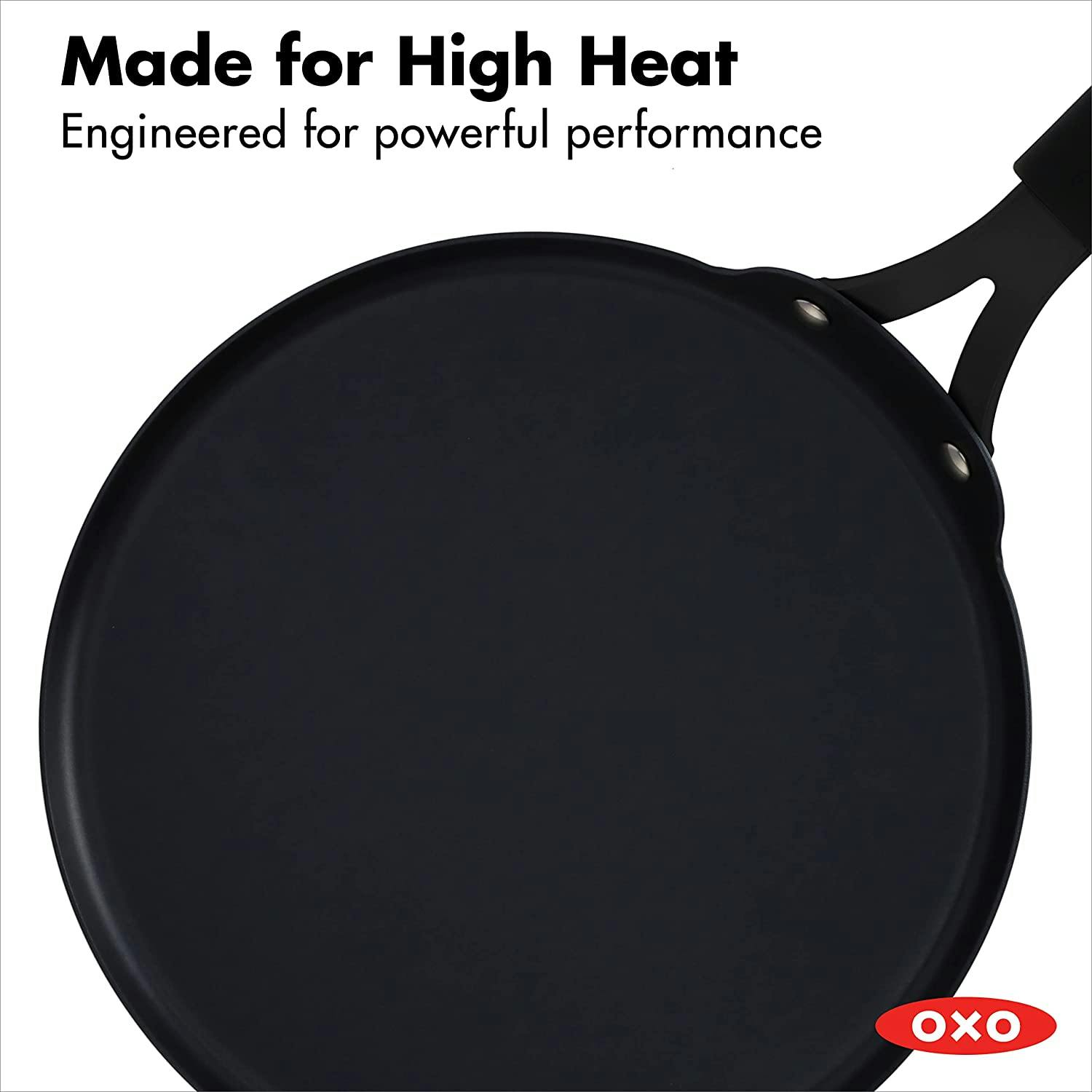 OXO Obsidian Carbon Steel 10" Crepe Pan with Silicone Sleeve Black
